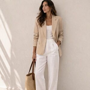 Theory Cream Linen Women's Blazer